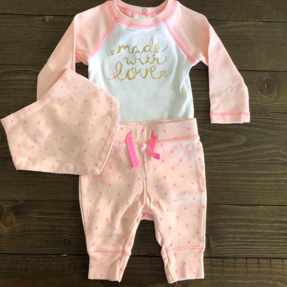 3pc Cat & Jack Baby Girl 0-3m outfit